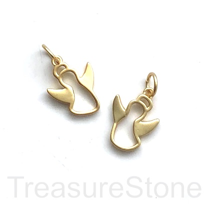 Charm, gold-plated brass, matte, 10x14mm angel. Each - Click Image to Close