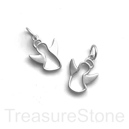 Charm, silver-plated brass, matte, 10x14mm angel. Each - Click Image to Close