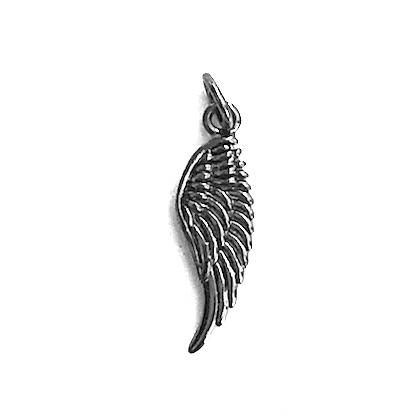 Charm, brass, 9x19mm wing, black. Each - Click Image to Close
