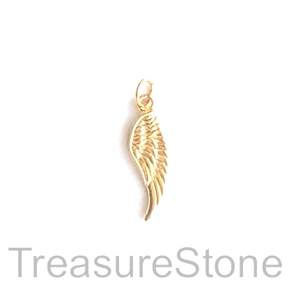 Charm, brass, 9x19mm wing, gold. Each