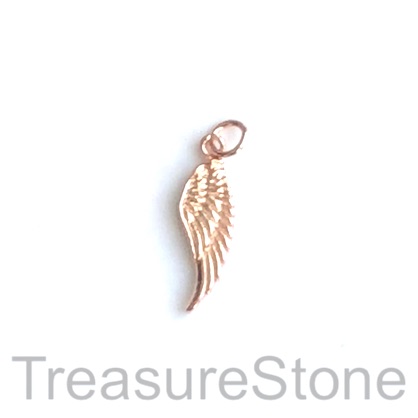 Charm, brass, 9x19mm wing, rose gold. Each