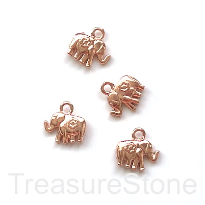Charm, rose gold-plated, 9x12mm elephant. Pkg of 11