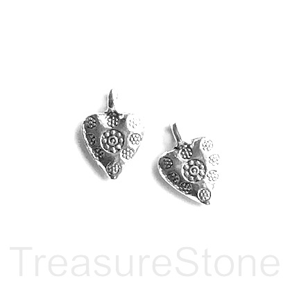 Charm, silver-finished, 11x12mm heart. Pkg of 10.