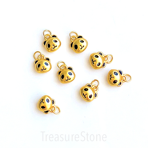 Brass Charm, pendant, 8x10mm gold panda, matte. each