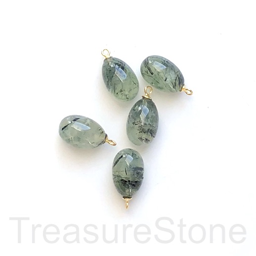 Charm, pendant, prehnite, 10x15mm pebble drop. Each
