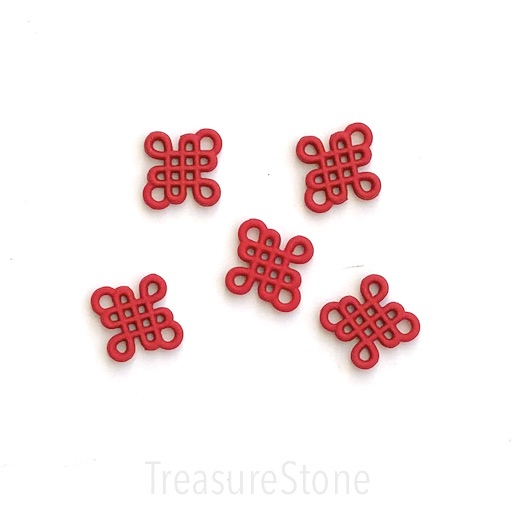 Charm, Pendant, 15mm red matte Chinese knot. 3pcs - Click Image to Close