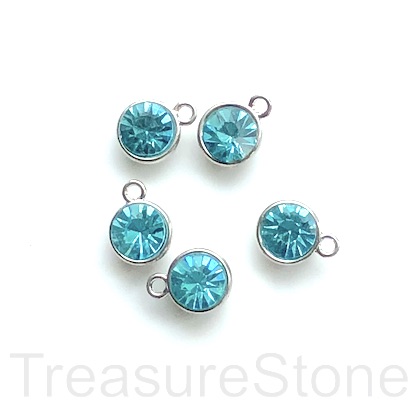 Charm, Pendant, 10mm, turquoise crystal. Pack of 3.