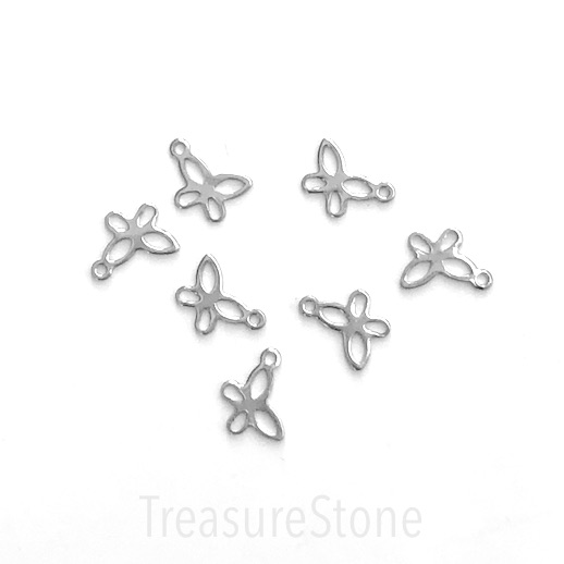 Charm, stainless steel, 7x10mm butterfly. pack of 7