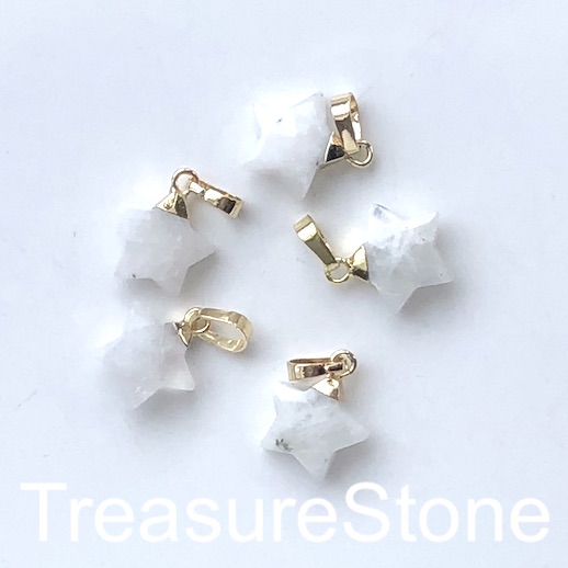 Charm/ Pendant, moonstone, 12mm, gold top, faceted star. Ea