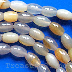 Bead, agate, oval, 6x10mm, 16-inch strand