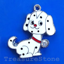 Charm/pendant, chrome-finished, 23mm puppy. Sold individually