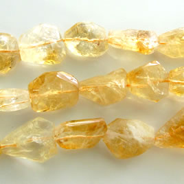 Bead, citrine, about 18x20mm faceted nugget. 16-inch strand.