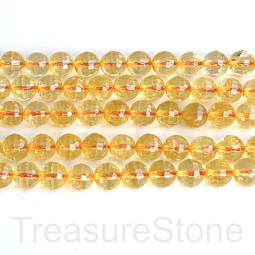 Bead, citrine, 8mm faceted round. 15-inch, 48pcs