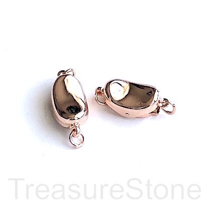 Clasp, clip on, brass, rose gold, 8x16mm. Ea