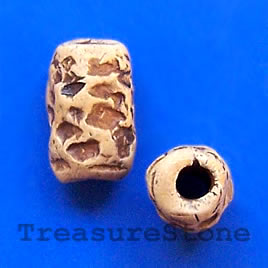 Bead, clay, handmade, brown, 12x20mm, large hole:4mm. Pkg of 3.