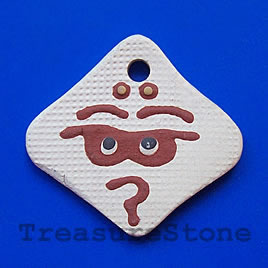 Pendant, clay, 44x40mm. Sold individually.
