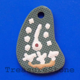 Pendant, clay, 30x43mm. Sold individually.