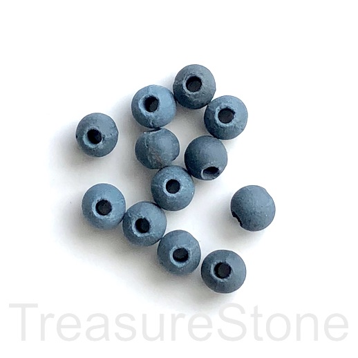 Bead, clay, 8mm round, blue, large hole:2mm. Pkg of 8