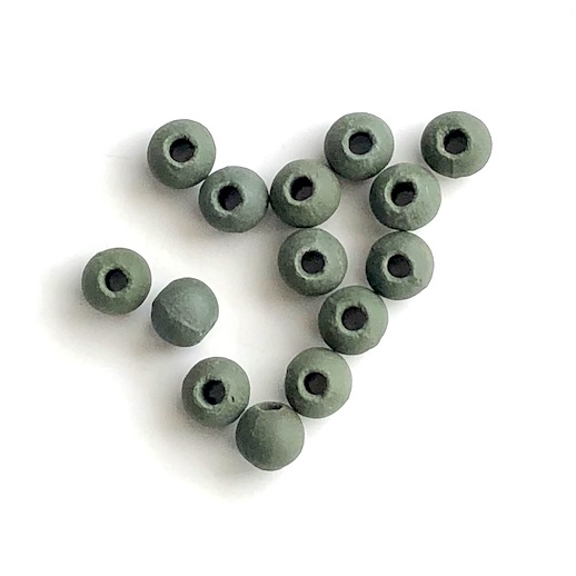 Bead, clay, 8mm round, green, large hole:2mm. Pkg of 8
