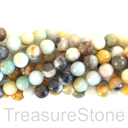 Bead, color amazonite, grade B, 8mm faceted round. 15inch,47 pcs
