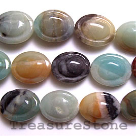 Bead, color amazonite, 17x21mm carved puffed oval. 16-inch.
