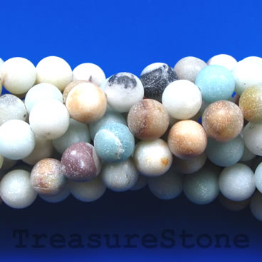 Bead, color amazonite, 6mm round, grade B-. 15-inch, 60pcs - Click Image to Close