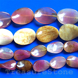 Bead, color jade, 19x26mm wavy oval. 16-inch strand.
