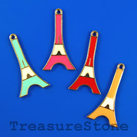 Pendant, mixed color, metal, 18x35mm eiffel tower. Pkg of 3.