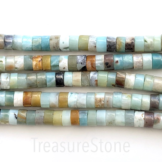 Bead, color amazonite, about 5x10mm disc. 15.5-inch, 62pcs