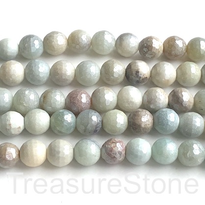 Bead,color amazonite, C-, 8mm faceted round,silver plated.15",47