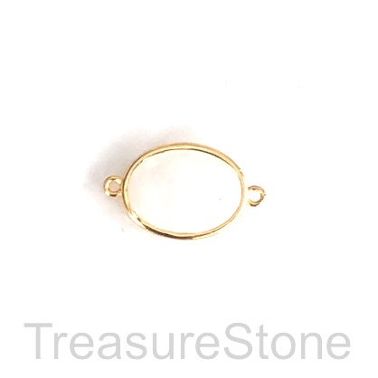 Connector,pendant,charm, crystal quartz, gold frame, 15x20mm,Ea