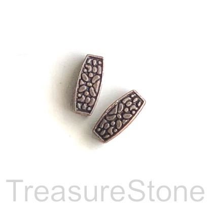 Bead, copper finished, 5x12mm 4 side tube spacer. 10pcs