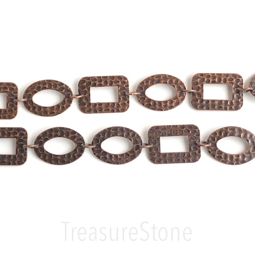Chain, brass, copper-finished, 19x25mm. Sold per pkg of 1 meter