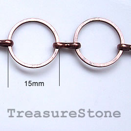 Chain, brass, copper-finished, 15mm. Sold per pkg of 1 meter.