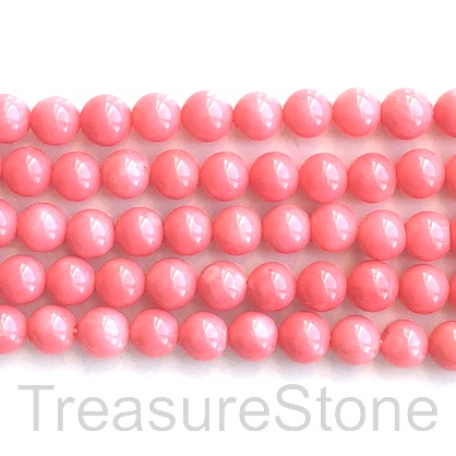 Bead, coral (dyed), pink, 8mm round. 15.5-inch, 50pcs