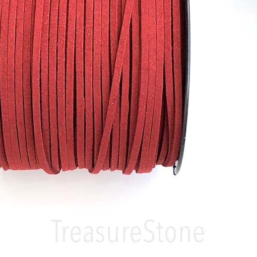 Cord, faux suede lace, brick red, 3mm. Pkg of 4 meters.