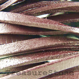 Cord, leather, brown, 8mm flat. Sold per meter.