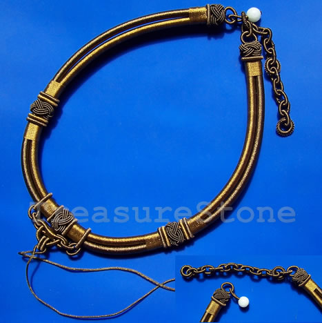 Cord, 2-strand macramé, gold/brown,16 to18 ". Sold individually.