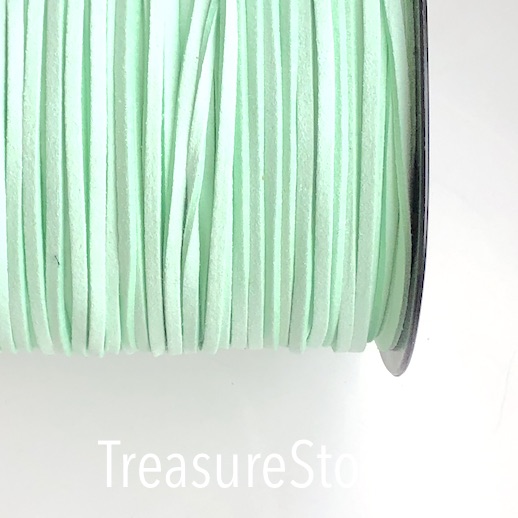 Cord, faux suede lace, mint green, 3mm. Pkg of 4 meters.