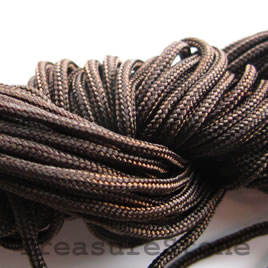 Cord, nylon, brown, 1.5mm. Sold per pkg of 18 feet