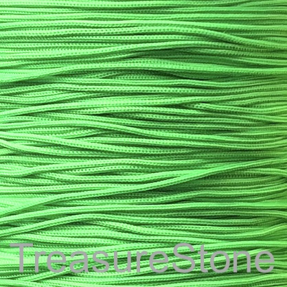Cord, nylon, neon green, 0.7mm, MALA making. Pkg of 24 feet