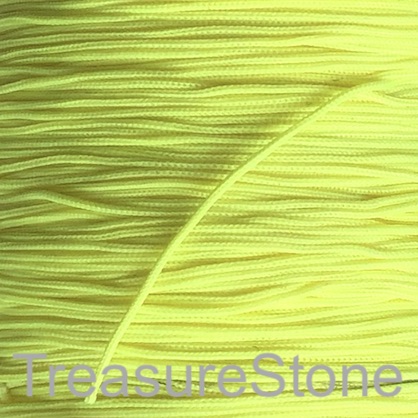 Cord, nylon, neon yellow, 0.7mm, MALA making. Pkg of 24 feet