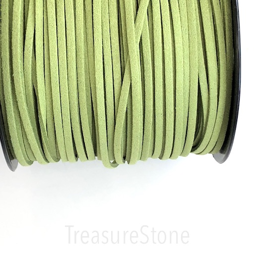 Cord, faux suede lace, peridot green, 3mm. Pkg of 4 meters.