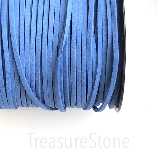 Cord, faux suede lace, sky blue, 3mm. Pkg of 4 meters.