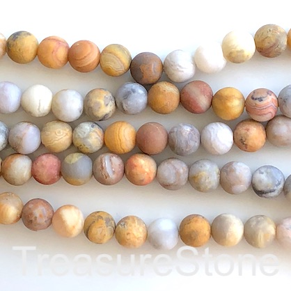 Bead, crazy lace agate, 6mm round matte. 14.5 inch, 59pcs - Click Image to Close