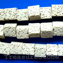 Bead, cream Lava (dyed), about 10mm cube. 19pcs.