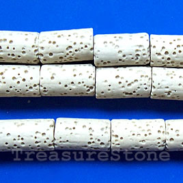 Bead, cream Lava (dyed), about 8x15mm tube. 13pcs.