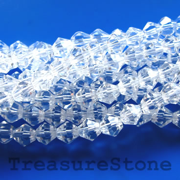 Bead, crystal, clear, 8mm faceted bicone. 11.5-inch, 38pcs