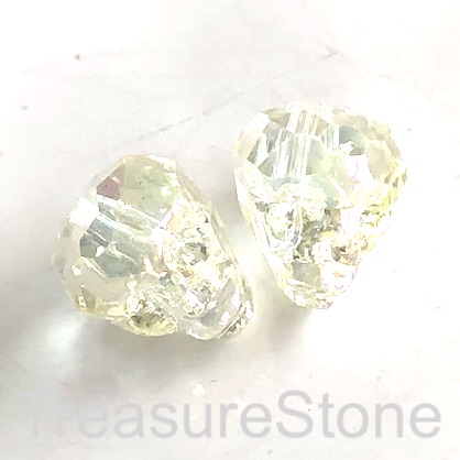 Bead, crystal, clear gold, 13x16mm faceted skull. Each
