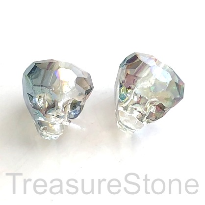 Bead, crystal, clear light green, 13x16mm faceted skull. Each